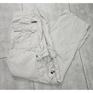 Quiksilver Mens Khaki Cargo Pants Tan Cotton Straight Leg Size 38x33 X105463